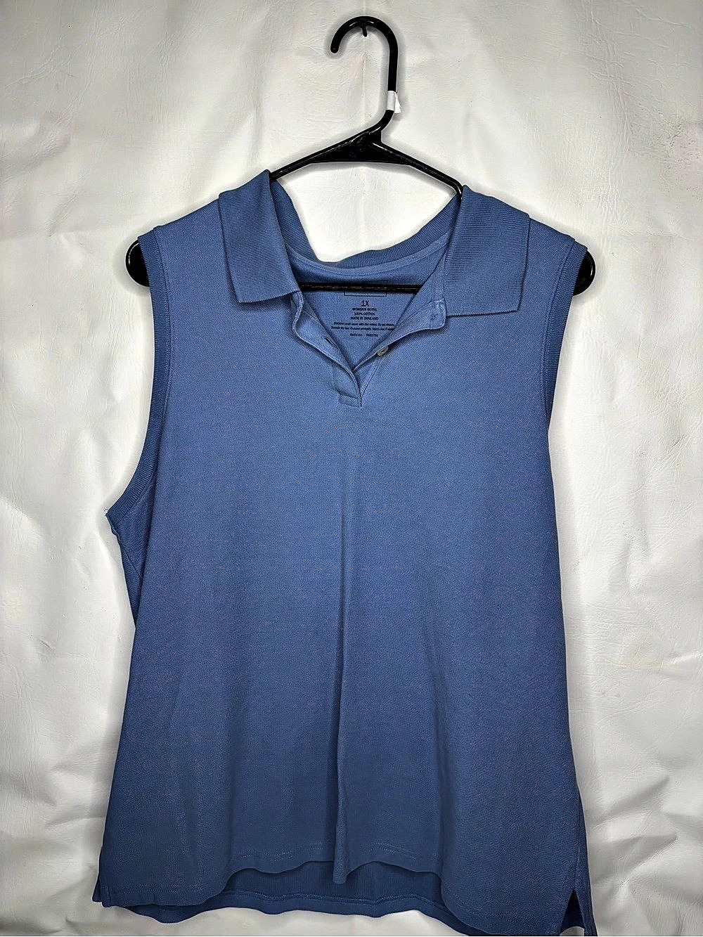 L.L.Bean Sleeveless Polo Shirt Blue Cotton Tunic Size 1X